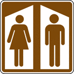This sign is used to indicate that a rest room is located nearby.
