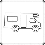 This sign is used to indicate that an area for motor homes is located nearby.