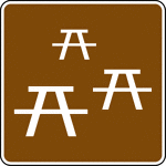 This sign is used to indicate that an area for group picnicking is located nearby.