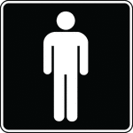 This sign is used to indicate that a men's rest room is located nearby.
