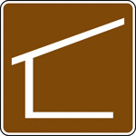 This sign is used to indicate that a shelter is located nearby.