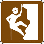 This sign is used to indicate that rock climbing is located nearby.