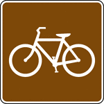 This sign indicates that a bicycle trail is located nearby.