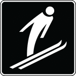 This sign indicates that ski jumping is located nearby.