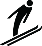 This sign indicates that ski jumping is located nearby.