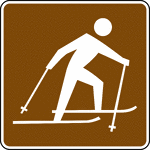 This sign indicates that cross country skiing is located nearby.