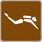 This sign indicates that scuba diving is available nearby.