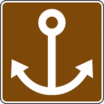 This sign indicates that a marine recreation area is located nearby.