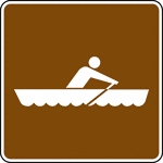 This sign indicates that rowboating is permitted nearby.