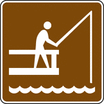 This sign indicates that a fishing pier is located nearby.