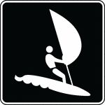 This sign indicates that wind surfing is permitted nearby.