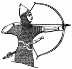 Assyrian archer with suit of mail and bow and arrow.