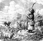 Shepherd boy with staff.