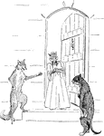 Reynard the Fox invites Tibert the Cat to spend the night. Tibert is summoning him to court but is persuaded to stay.