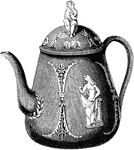 This teapot was richly designed by famous potter Josiah Wedgwood. It was made out of porcelain or earthenware material.