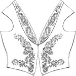 The vest is a sleeveless upper body garment worn over a dress shirt. This vest is embroidered in silk on black cloth.