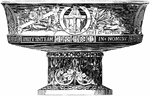 The baptismal font is used to baptize children an adults. It is a type of church furniture in a circular shape with a pedestal base.
