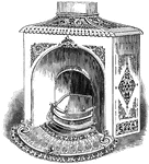 The hall stove was used to warm up the hall area of the house.
