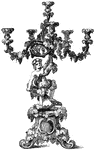 This candelabrum is designed in scrolls and floral ornaments. It is comprised of six branches that illuminate a room or an area.
