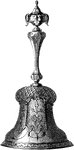 This hand-bell is designed in the Louis Quatorze style, also known as Louis the 14th, during his reign between 1638 till 1715.