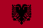Color flag of Albania. Red with a black two-headed eagle in the center.
