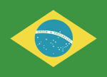 Color flag of Brazil. Green with a large yellow diamond in the center bearing a blue celestial globe with 27 white five-pointed stars (one for each state and the Federal District) arranged in the same pattern as the night sky over Brazil; the globe has a white equatorial band with the motto ORDEM E PROGRESSO (Order and Progress).