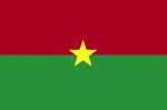 Color flag of Burkina Faso. Two equal horizontal bands of red (top) and green with a yellow five-pointed star in the center.