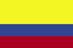 Color flag of Colombia. Three horizontal bands of yellow (top, double-width), blue, and red.