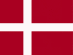 Color flag of Denmark. Red with a white cross that extends to the edges of the flag; the vertical part of the cross is shifted to the hoist side; the banner is referred to as the Dannebrog (Danish flag).