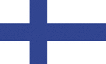 Color flag of Finland. White with a blue cross extending to the edges of the flag; the vertical part of the cross is shifted to the hoist side in the style of the Dannebrog (Danish flag).