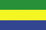 Color flag of Gabon. Three equal horizontal bands of green (top), yellow, and blue.