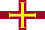 Color flag of Guernsey. White with the red cross of Saint George (patron saint of England) extending to the edges of the flag and a yellow equal-armed cross of William the Conqueror superimposed on the Saint George cross.