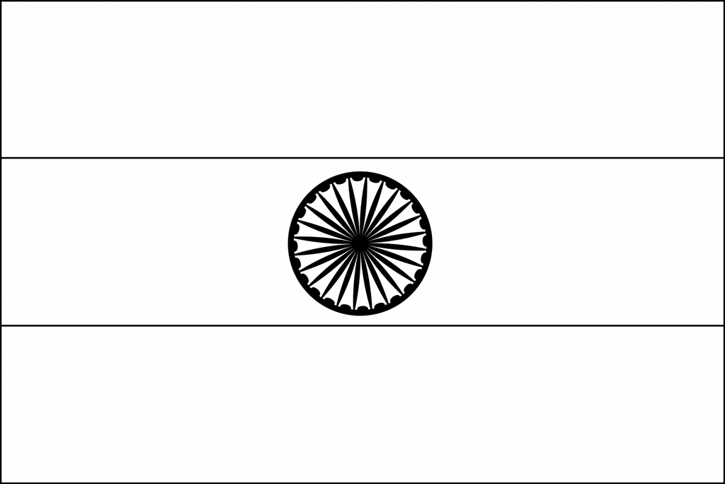 indian flag clipart black and white