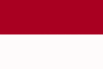 Color flag of Indonesia. Two equal horizontal bands of red (top) and white; similar to the flag of Monaco, which is shorter; also similar to the flag of Poland, which is white (top) and red.