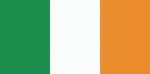 Color flag of Ireland. Three equal vertical bands of green (hoist side), white, and orange; similar to the flag of Cote d'Ivoire, which is shorter and has the colors reversed - orange (hoist side), white, and green; also similar to the flag of Italy, which is shorter and has colors of green (hoist side), white, and red.
