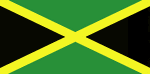 Color flag of Jamaica. Diagonal yellow cross divides the flag into four triangles - green (top and bottom) and black (hoist side and outer side).