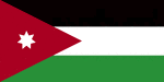 Color flag of Jordan. Three equal horizontal bands of black (top), representing the Abbassid Caliphate, white, representing the Ummayyad Caliphate, and green, representing the Fatimid Caliphate; a red isosceles triangle on the hoist side, representing the Great Arab Revolt of 1916, and bearing a small white seven-pointed star symbolizing the seven verses of the opening Sura (Al-Fatiha) of the Holy Koran; the seven points on the star represent faith in One God, humanity, national spirit, humility, social justice, virtue, and aspirations; design is based on the Arab Revolt flag of World War I.