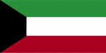 Color flag of Kuwait. Three equal horizontal bands of green (top), white, and red with a black trapezoid based on the hoist side; design, which dates to 1961, based on the Arab revolt flag of World War I.