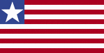 Color flag of Liberia. 11 equal horizontal stripes of red (top and bottom) alternating with white; there is a white five-pointed star on a blue square in the upper hoist-side corner; the design was based on the US flag.