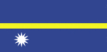 Color flag of Nauru. Blue with a narrow, horizontal, yellow stripe across the center and a large white 12-pointed star below the stripe on the hoist side; the star indicates the country's location in relation to the Equator (the yellow stripe) and the 12 points symbolize the 12 original tribes of Nauru.