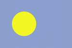 Color flag of Palau. Light blue with a large yellow disk (representing the moon) shifted slightly to the hoist side.