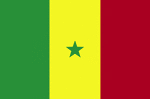 Color flag of Senegal. Three equal vertical bands of green (hoist side), yellow, and red with a small green five-pointed star centered in the yellow band; uses the popular pan-African colors of Ethiopia.