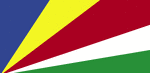 Color flag of Seychelles. Five oblique bands of blue (hoist side), yellow, red, white, and green (bottom) radiating from the bottom of the hoist side.