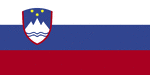 Color flag of Slovenia. Three equal horizontal bands of white (top), blue, and red, with the Slovenian seal (a shield with the image of Triglav, Slovenia's highest peak, in white against a blue background at the center; beneath it are two wavy blue lines depicting seas and rivers, and above it are three six-pointed stars arranged in an inverted triangle, which are taken from the coat of arms of the Counts of Celje, the great Slovene dynastic house of the late 14th and early 15th centuries); the seal is in the upper hoist side of the flag centered on the white and blue bands.