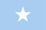 Color flag of Somalia. Light blue with a large white five-pointed star in the center; blue field influenced by the flag of the UN.