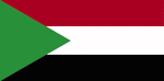 Color flag of Sudan. Three equal horizontal bands of red (top), white, and black with a green isosceles triangle based on the hoist side.