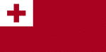 Color flag of Tonga. Red with a bold red cross on a white rectangle in the upper hoist-side corner.