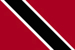 Color flag of Trinidad and Tobago. Red with a white-edged black diagonal band from the upper hoist side to the lower fly side.
