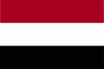 Color flag of Yemen. Three equal horizontal bands of red (top), white, and black; similar to the flag of Syria, which has two green stars in the white band, and of Iraq, which has an Arabic inscription centered in the white band; also similar to the flag of Egypt, which has a heraldic eagle centered in the white band.