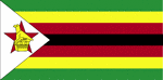 Color flag of Zimbabwe. Seven equal horizontal bands of green, yellow, red, black, red, yellow, and green with a white isosceles triangle edged in black with its base on the hoist side; a yellow Zimbabwe bird representing the long history of the country is superimposed on a red five-pointed star in the center of the triangle, which symbolizes peace; green symbolizes agriculture, yellow - mineral wealth, red - blood shed to achieve independence, and black stands for the native people.